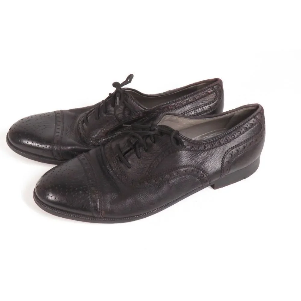 Florsheim Black Soft Flexible Leather Wingtip Brogue Oxford Shoes Men Size 8.5